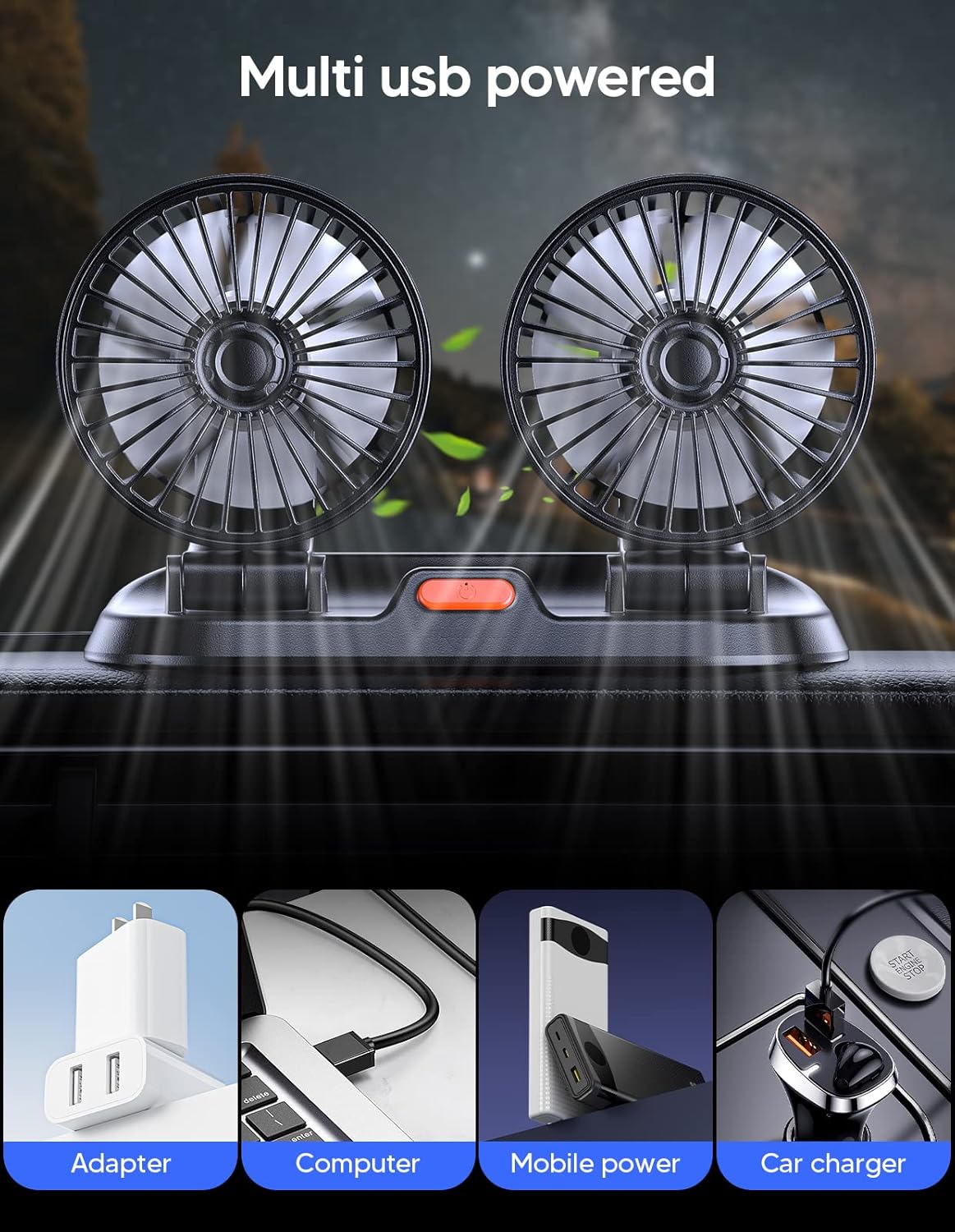 מאוורר רכב USB כפול